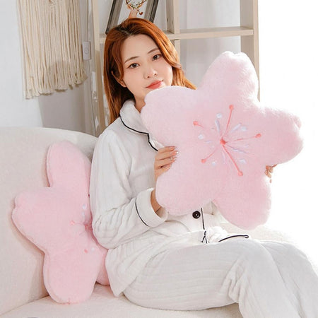 Cherry Blossom Throw Pillow Kawaii Sakura Flower Plush Pillow Bedroom Living Room Decor Bay Window Floor Seat Cushion Tatami