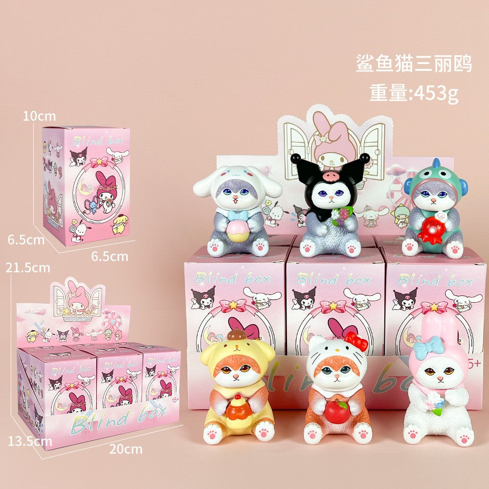 5Pcs-Set Sanrio Cinnamoroll Anime Figure Pochacco Kuromi Pom Pom Purin Hello Kitty Action Figure Toys Model Doll My Melody Gifts