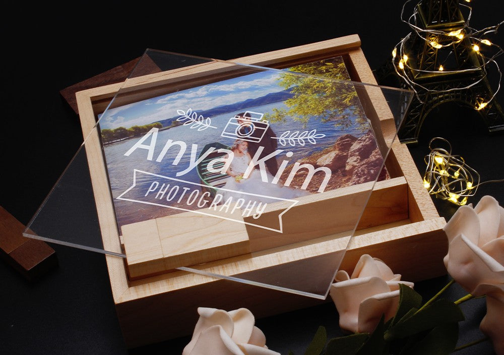 JASTER Walnut Maple Photo Album Wood Usb+Box Memory Stick Pendrive 128GB 64GB U Disk Photography Wedding Gift Free Custom Logo