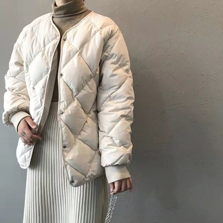 Autumn Winter Single Breasted Coat Women 2025 Fashion Solid Warm Quilted Jacket Long Sleeve O Neck Coats Lady Casual Outfit Wear