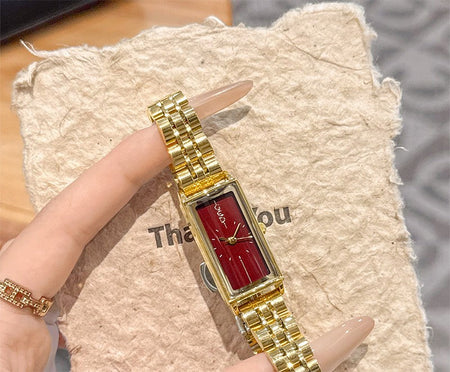 GEDI Square Watch Stainless Steel Gold Vintage Watches for Woman Luxury Elegant Waterproof Quartz Wristwatch Gifts Girlfriend