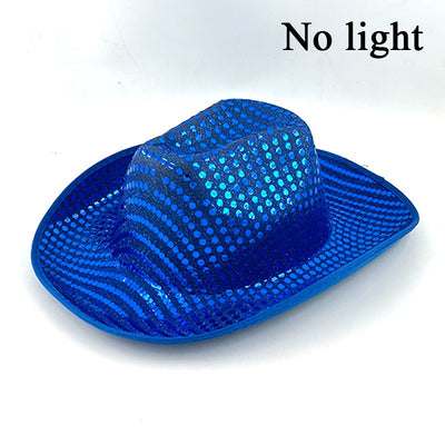 Wireless LED Western Cowboy Hat Light Up Cowboy Hat Disco Bride Pink Cowgirl Hat Concert NightClub Wedding Costumes Accessories