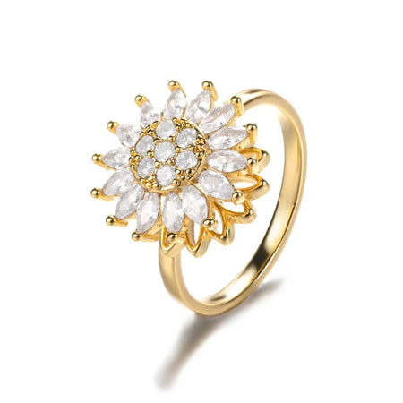 Luxury Stainless Steel Rings Gold Plated Colorful Stone Zircon Crystal Heart Ring For Women Wedding Boho Jewelry Christmas Gift
