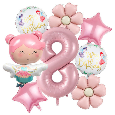 Cute Butterfly Fairy Theme Princess Birthday Foil Balloons Pink Wing Fairy Rainbow Balloons 4th Birthday Party Decorats