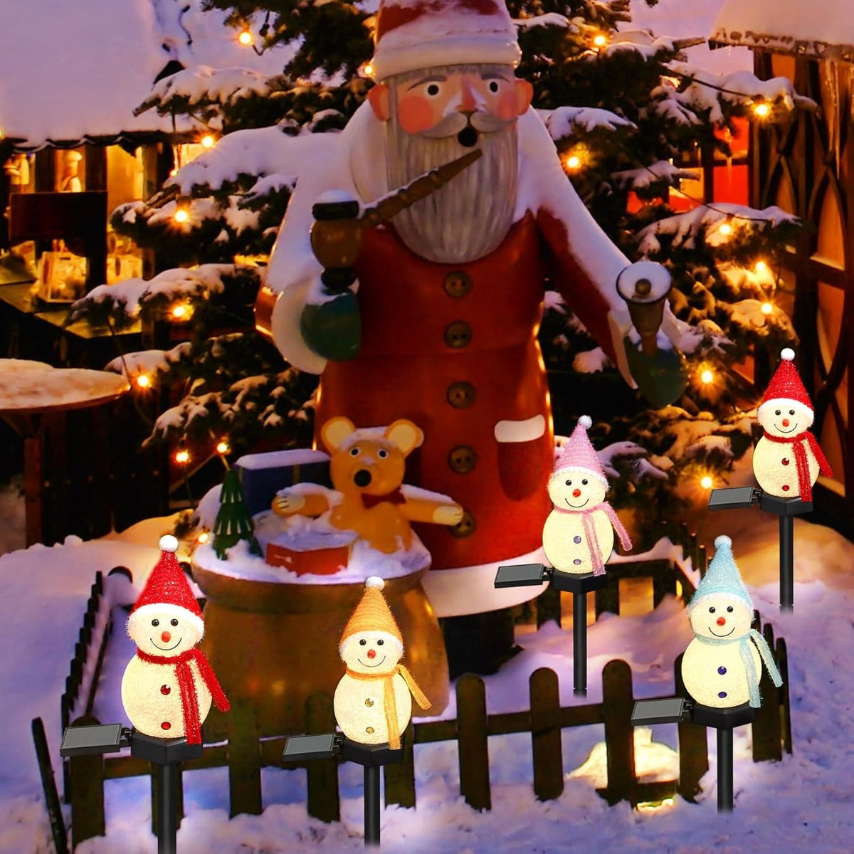 LED Snowman Solar Garden Light Outdoor Ground Stake Light Solar Powered Xmas Pathway Lights for Christmas Lawn Yard Decoration