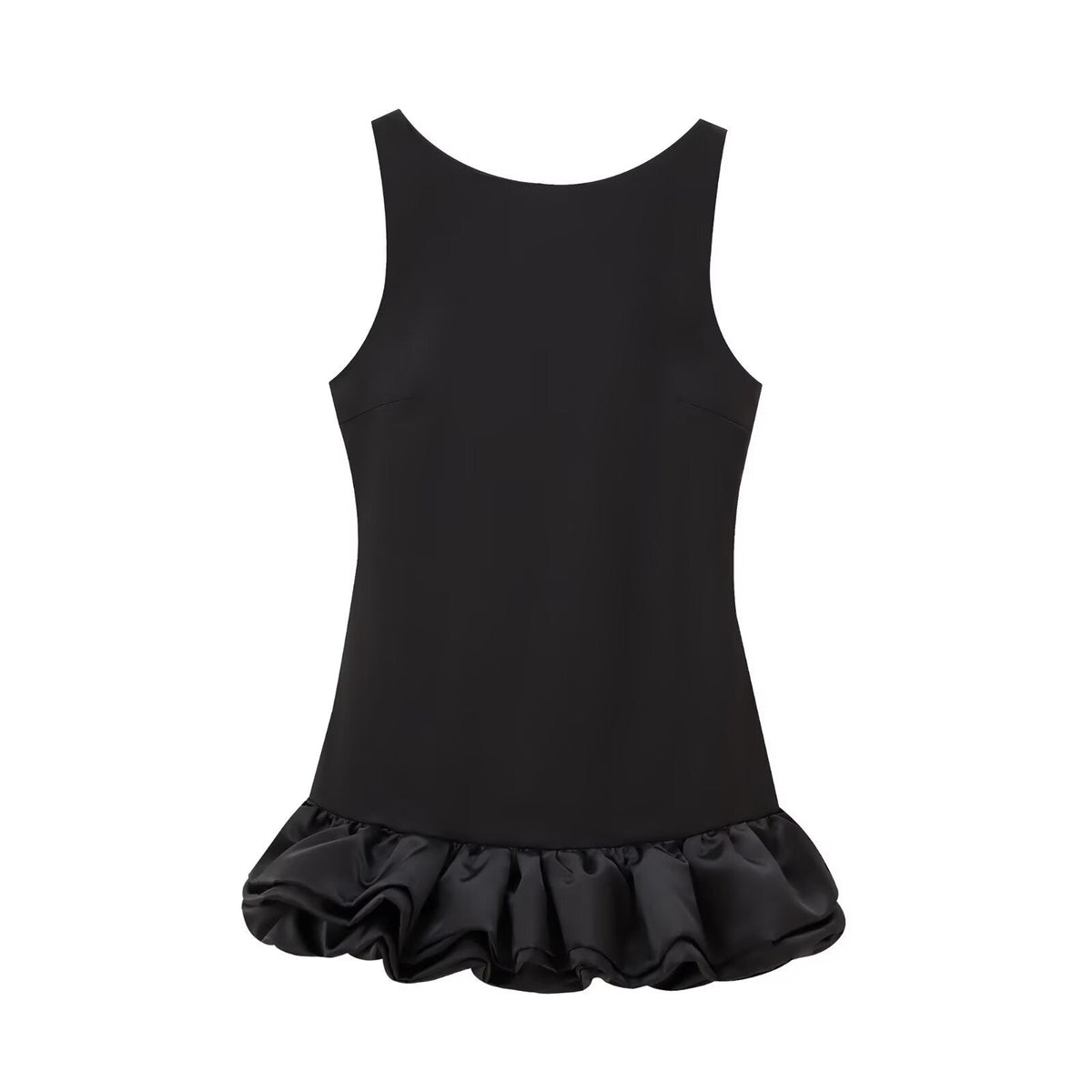 TFMLN Fashion Women Ruffle Pleated Dress Slim O-neck Sleeveless Backless Dresses Female 2025 Party Club Lady Vestidos