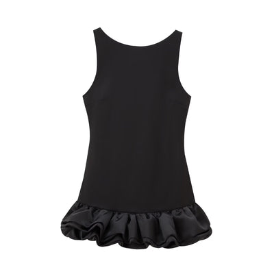 TFMLN Fashion Women Ruffle Pleated Dress Slim O-neck Sleeveless Backless Dresses Female 2025 Party Club Lady Vestidos
