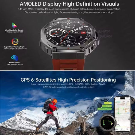 2025 Original T-Rex 3 Ultra Military GPS Smartwatch Built-in GNSS Compass Altimeter 10ATM Waterproof Sports Smartwatch Men Women