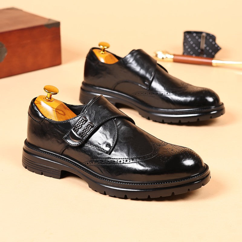 British Style New Oxford Shoes Men's Thick Soled Carved Blok Wedding Leather Shoes High-quality Designer Business Formal Loafers