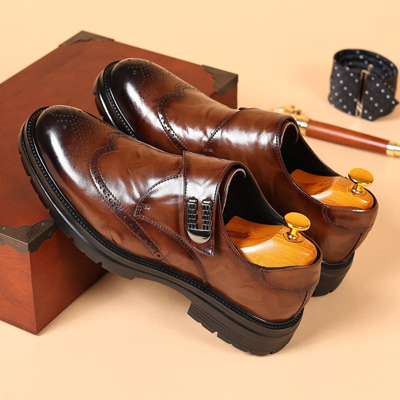 British Style New Oxford Shoes Men's Thick Soled Carved Blok Wedding Leather Shoes High-quality Designer Business Formal Loafers