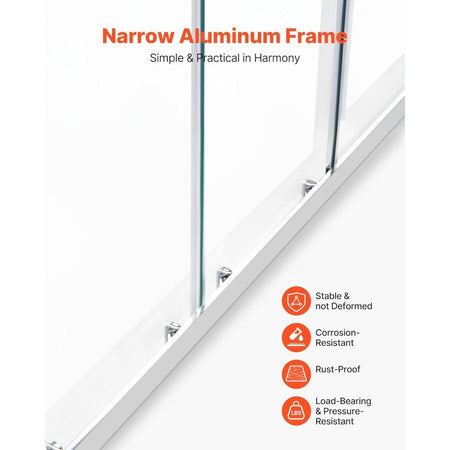 Semi-Frameless Shower Door, 57.8-59 W x 70 H in, Double Sliding Glass Door with 1/4 in(6mm) Clear Tempered Glass, Waterproof