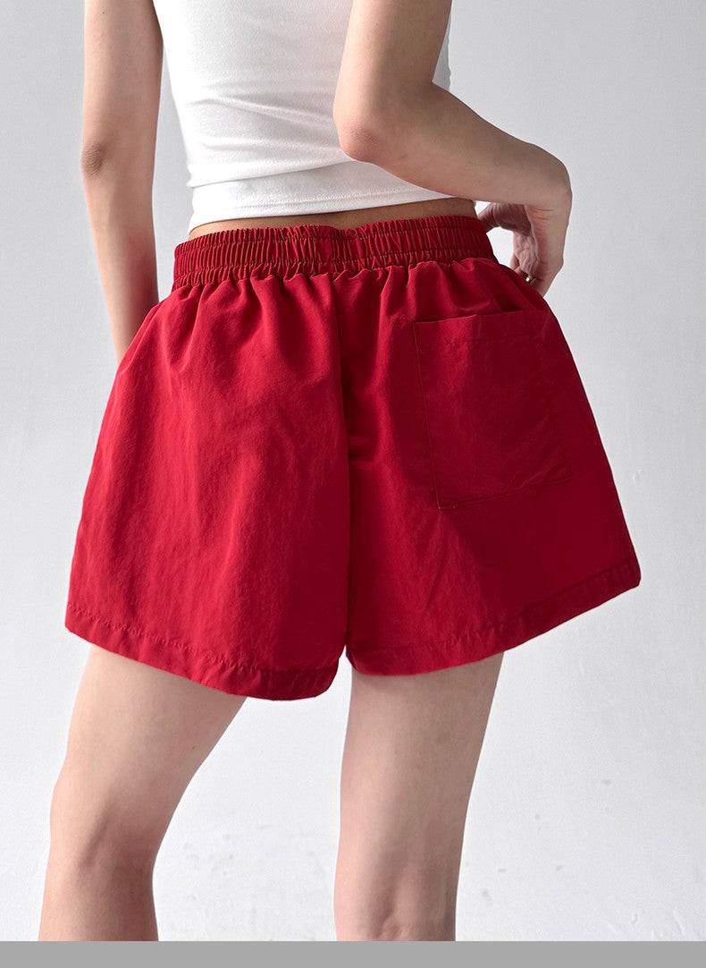 American Sle Spicy Girl ort Pants Women's Summer New Embroidered Heart Sport Yoga Slimming Tee-Quarter Length Hot Pants