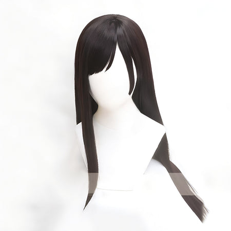 Tifa Lockhart Cosplay Wig Long Straight Black Brown FF7 Tifa Wigs Wome Anime Cosplay Wigs Heat Resistant Synthetic Hair Wigs
