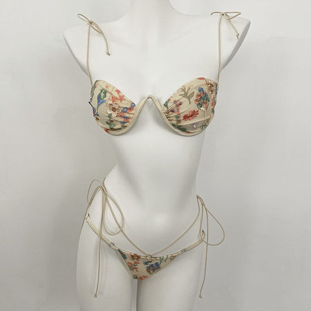 DEBAIOR 2025 Women Bikini Set Floral Embroidery Lingerie Set Women Sheer 2-Piece Boho Bra + Panty Underwear Set Intimates
