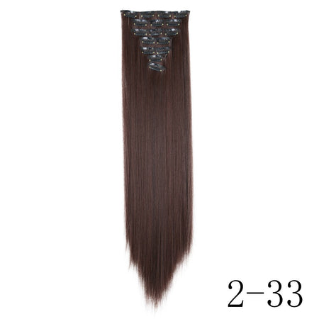 LANSA 7Clips Long Straight Synthetic Clip On Hair Extensions Cheveux Clip Naturel High Temperature Fiber Black Brown Hairpiece