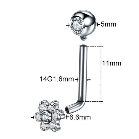 1PC Titanium Christina Vertical Hood Piercings Flower Lip Rings Opal Sexy Lip Piercings VCH Eyebrow Piercings Jewelry