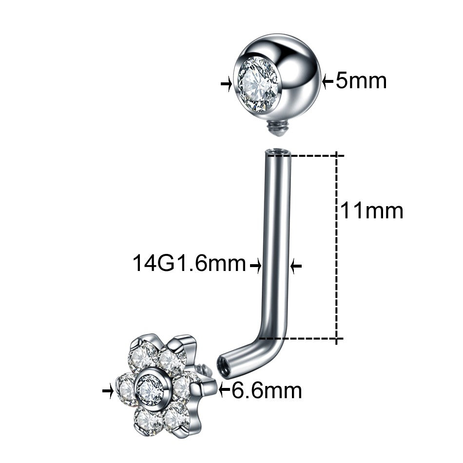 1PC Titanium Christina Vertical Hood Piercings Flower Lip Rings Opal Sexy Lip Piercings VCH Eyebrow Piercings Jewelry