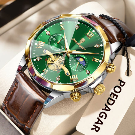 POEDAGAR Military Luxury Men Wristwatch Quartz Waterproof Luminous Chronograph Leather Man Watch Sports Men's Watches Male Reloj