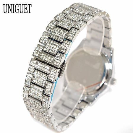 Luxury Jewelry Watch For Womens UNIGUET Fashion Small DialWaterproof Hip Hop Iced Diamond Quartz Wristwatch Small Size For Women