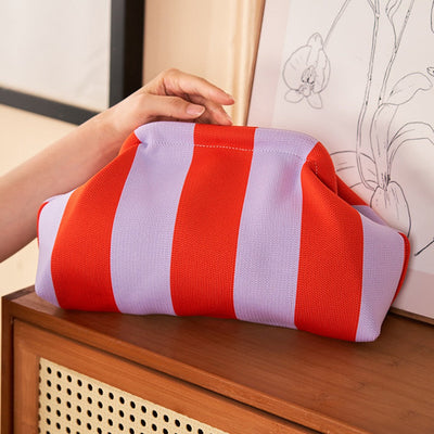 Women Small Crochet Handbag Contrast Color Cute Cloud Purse Casual Colorblock Bag Woven Bag for Female