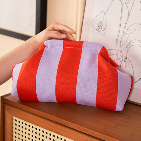 Women Small Crochet Handbag Contrast Color Cute Cloud Purse Casual Colorblock Bag Woven Bag for Female