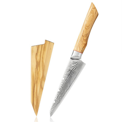 67-LAY Damascus Kitchen chef knife Set,Japanese Santoku Nakiri Knife Utility Knife Boning Knife,Cooking knife Olive wood HD