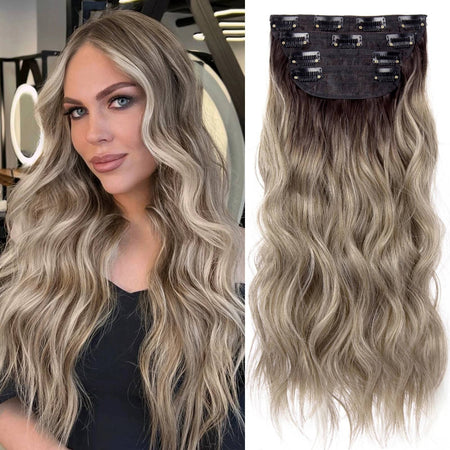 4Pcs/Set 20Inch Synthetic Hair Clip In Long Wavy Thick Hairpieces For Women Full Head Synthetic extenciones para el cabello