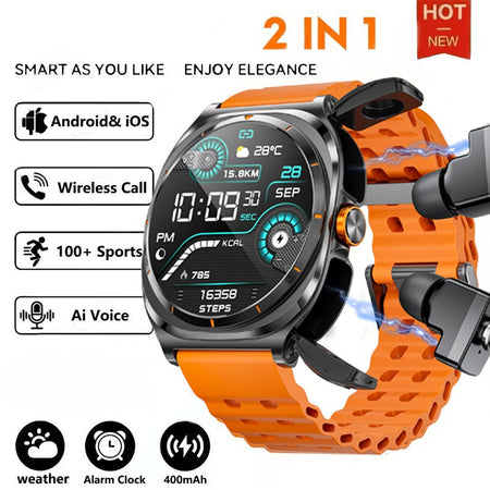 Bluetooth Call IP68 Waterproof 2025 New Upgraded 2-in-1 TWS Bluetooth Earphones Smart Watch For Men and Women Sports Smartwatch