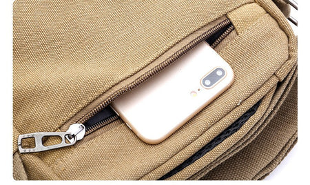 Canvas Shoulder Bag Men's New Korean Style Canvas Messenger Bag Outdoor Leisure Travel Portable Shoulder Bag Purse Handbag