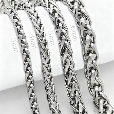 HNSP STAINLESS STEEL SILVER COLOR TWIST ROPE CHAIN NECKLACE FOR MEN Women HIP HOP PUNK Jewelry Accessories 3/4/5/6/8MM Thick