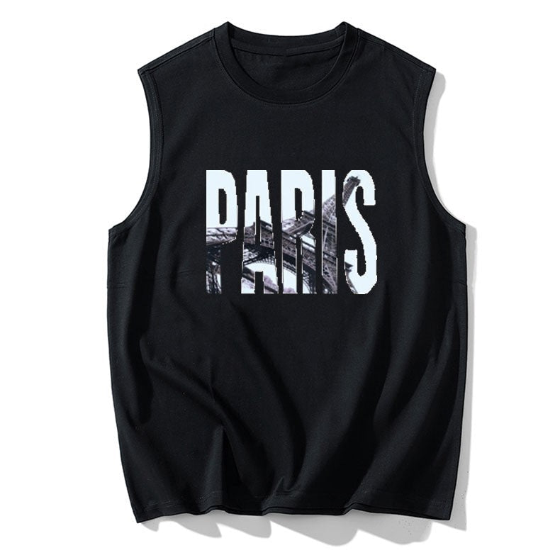 Men's Plus Size Vest Shirt 110-200KG Gym Workout Tummy Control Compression Tank Top Black Print Sleeveless Tee Fat Male Clothing