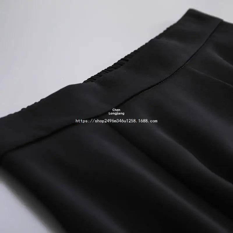 Plus Size High-waisted Slimming Black Draped Skirt Medium-length Umbrella Skirt For Women Thinning A- line Body Shaper