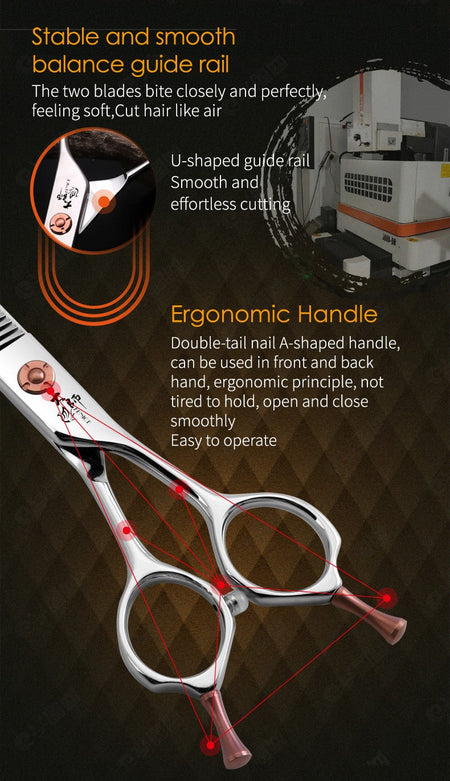 Fenice ZB Professional 6.5/7.0 Inch JP440CDog Grooming Curved Chunker/Thinner/Fluffy Scissors for Dog Groomer/Family Use