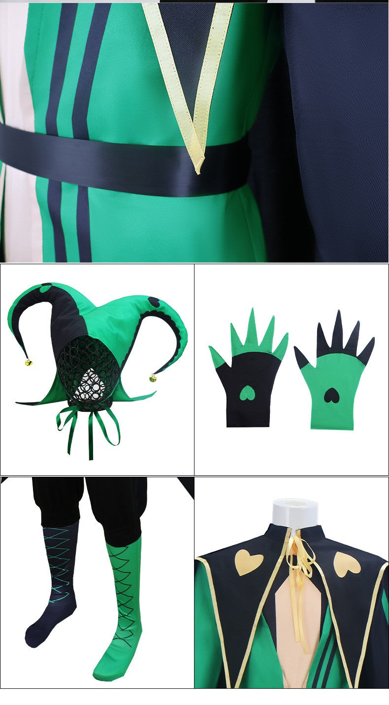 Hot The Freak Circus Pierrot Jester Harlequin Cosplay Costume Adult Clown Top Pant Joker Uniform Halloween Costume Carnival