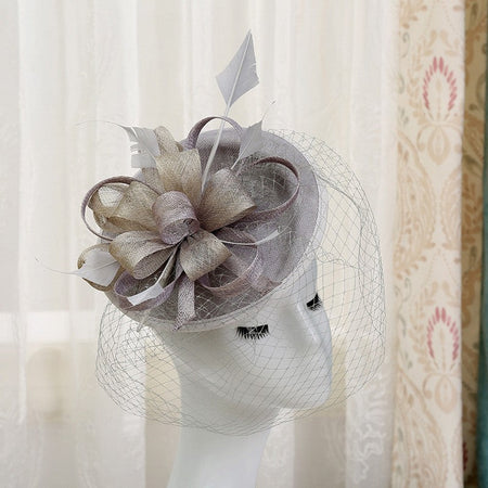 Double hemp yarn pattern design feather accessories big brim sun hat elegant banquet hat wedding beach vacation equestrian hat