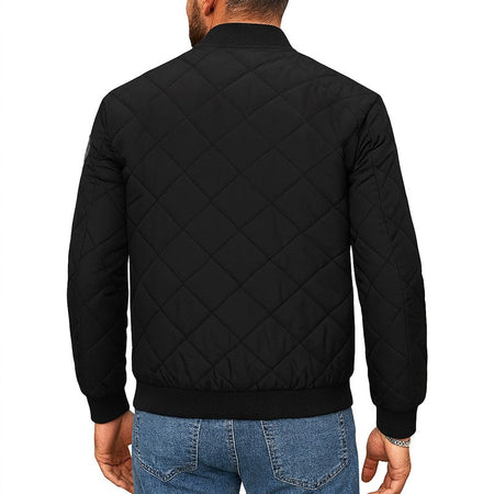 Quilted Jacket Men Autumn Winter Slim Fit Bomber Jacket Men Baseball Collar Cotton Padded Faux Fur Lined Casual Coat for 65-95kg