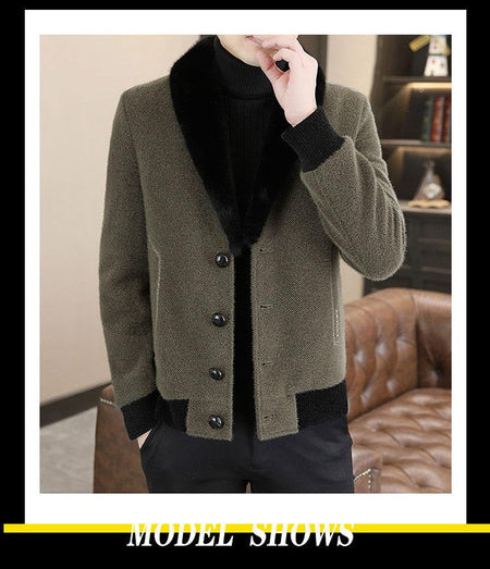 2024 Winter Woolen Jacket for Men Thick and Plush Warm Lapel Trench Coat Casual Business Wool Blends Social Streetwear Overcoat