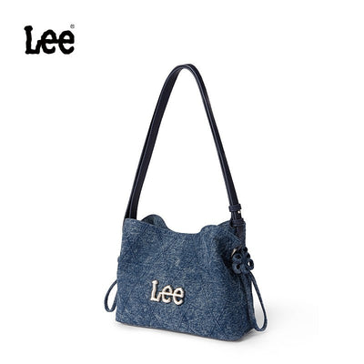 LEE Chinese Knot Denim Blue Women's Handbag Fashion Trend Daily Jeans Medium Size Tote Shoulder Bag for Ladies Commute Tote Bag