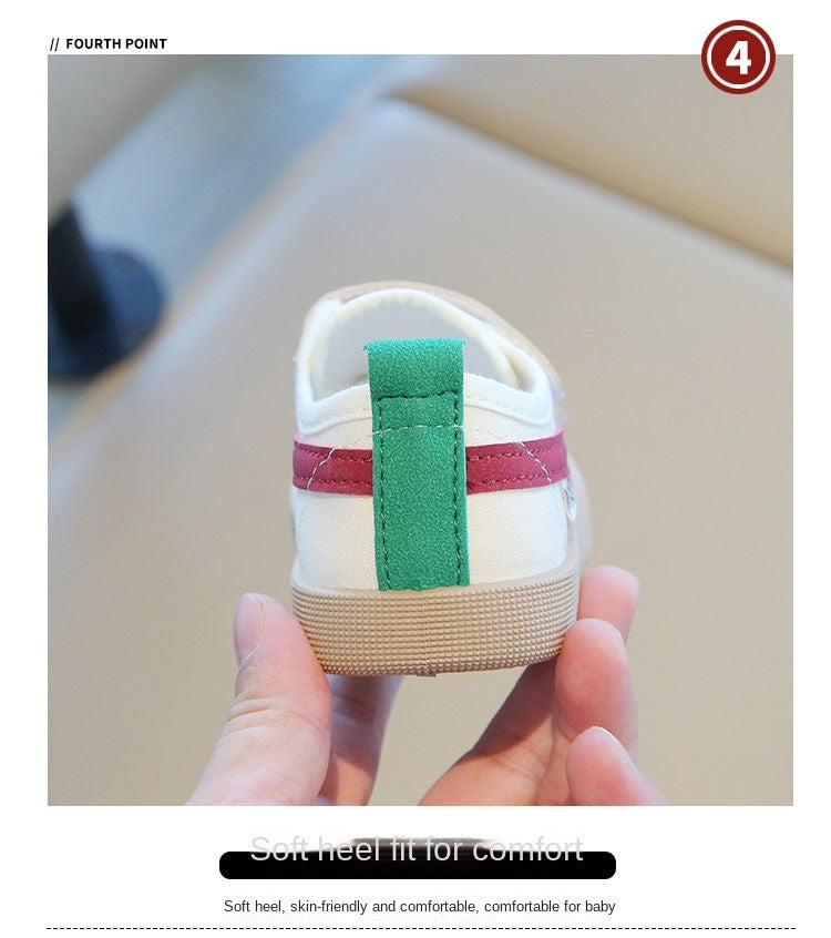 Spring and Autumn 2024 New Korean version of indoor girls canvas shoes soft-soled children's baby toddler shoes children's shoes
