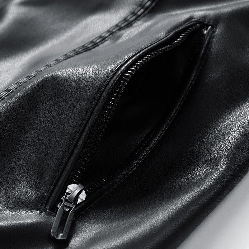 Leather Jacket Men Coats Windproof Oversized 6XL 7XL 8XL Plus Size Autumn Motorcycle Travel Fleece Black Zipper Winter Overcoat
