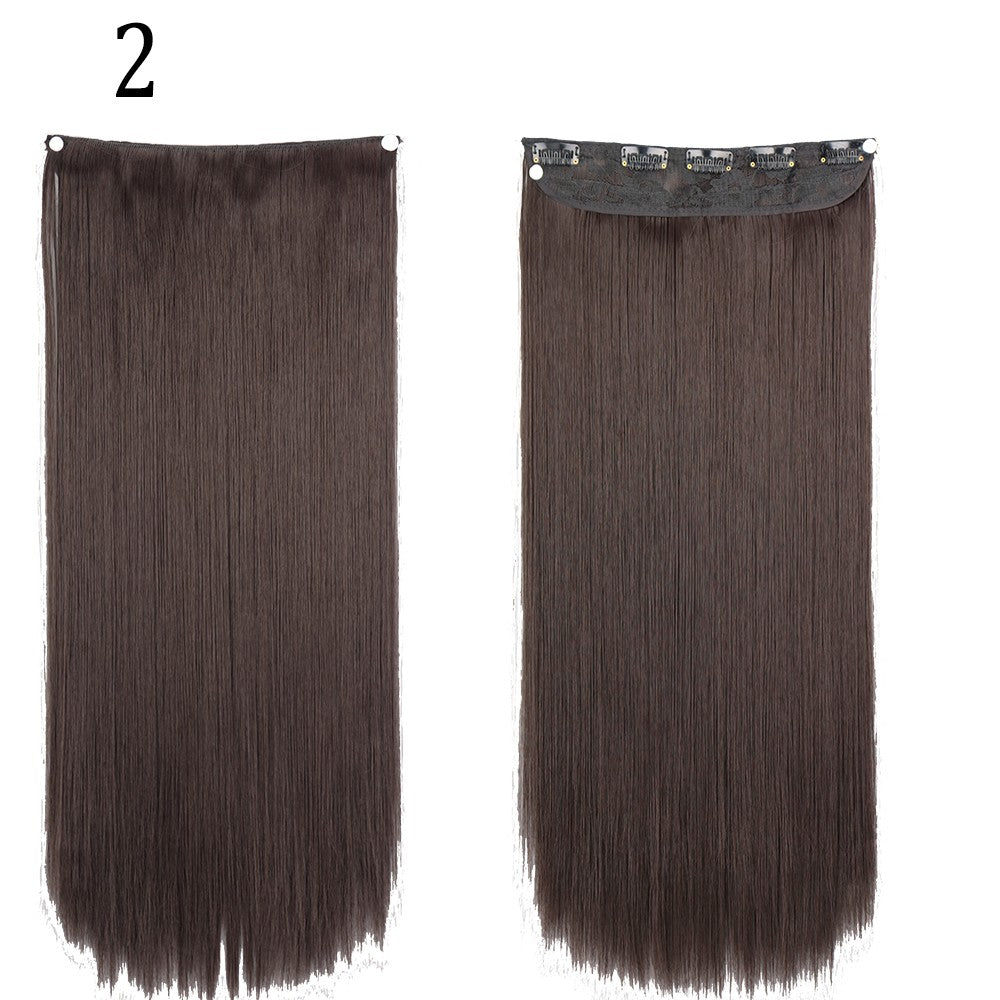 Synthetic Long Straight 5 Clip In Hair Extensions 22’‘ High Resistant Temperature Fiber Black Brown Blonde Hairpiece