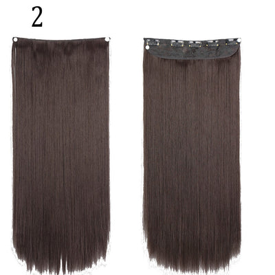 Synthetic Long Straight 5 Clip In Hair Extensions 22’‘ High Resistant Temperature Fiber Black Brown Blonde Hairpiece