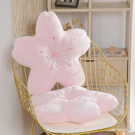 Cherry Blossom Throw Pillow Kawaii Sakura Flower Plush Pillow Bedroom Living Room Decor Bay Window Floor Seat Cushion Tatami