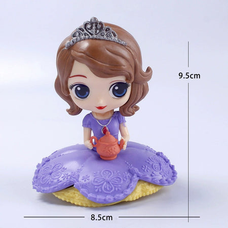 10cm Disney Q Posket Snow White Sofia Alice Belle Mermaid Aurore Princess Figures Toys Collectible Model Dolls Cake Decoration