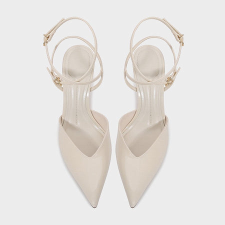 Sexy Pointed Toe Patent Leather Women Pumps Elegant Ankle Strap Buckle High Heels Luxury Designer Shoes Mules Heeled Sandals