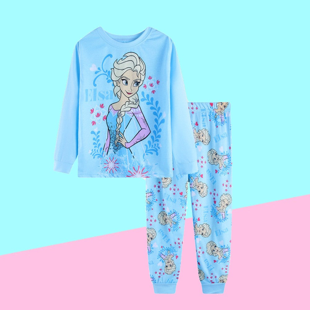 New Spring Autumn Children's Clothing Sets girl Sleepwear Clothes Kids Pajamas Set Baby Girls Cotton Anna Elsa Cartoon Pyjamas