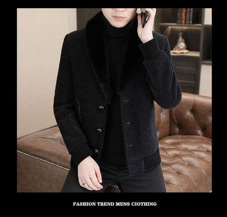 2024 Winter Woolen Jacket for Men Thick and Plush Warm Lapel Trench Coat Casual Business Wool Blends Social Streetwear Overcoat