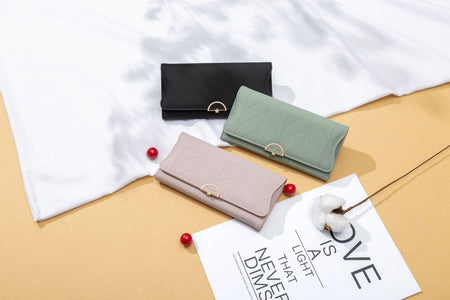 PU Fashion Long Women's Wallet Fashion Buckle New Handbag Large Capacity Fresh Wallet Wallet