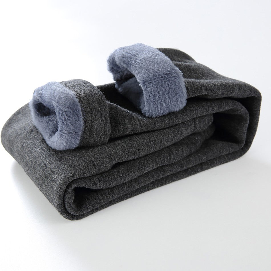 Girls Fleece-Lined Winter Thermal Pants Children Thickened Warm Soft Black White Gray Pink Outdoor Leggings for Kids Clothing