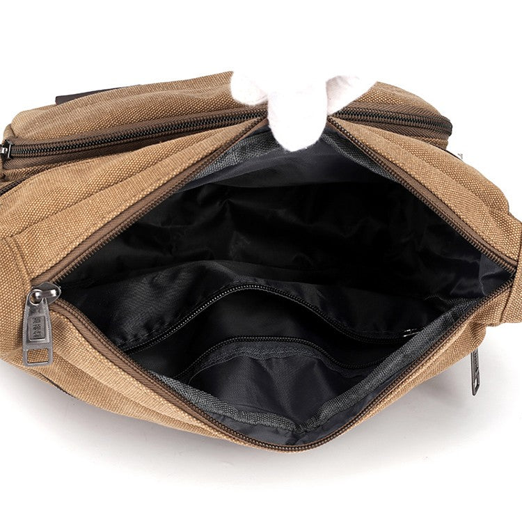 1 men's retro canvas crossbody bag, casual travel shoulder bag, outdoor sports shoulder bag with adjustable shoulder strap